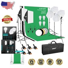 Complete Photo Studio Lighting Kit 50W LED 5500K 8.5x10ft Stand 3x6ft Backdrops
