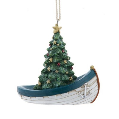 Kurt Adler Lake Boat W/Tree Ornament