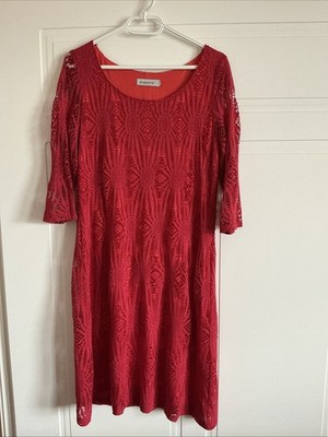 Fox S Kleid Rot Orange Zweilagig mit Spitze Gr. 38 Top Zustand