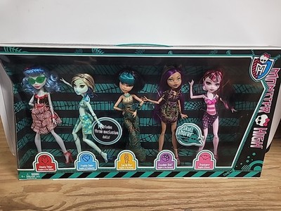 Monster High~Skull Shores 5 Doll Pack Gift Set~Draculaura Ghoulia Cleo Frankie +