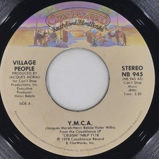 VILLAGE PEOPLE Ymca CASABLANCA NB 945 VG+ 45 RPM 1978 Disco 7" Funk Jukebox