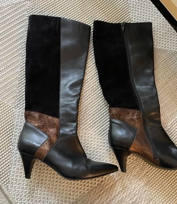 SUPERBES BOTTES SAN MARINA P39 NOIRES CUIR DAIM DETAILS CUIVRES - Photo 1/4