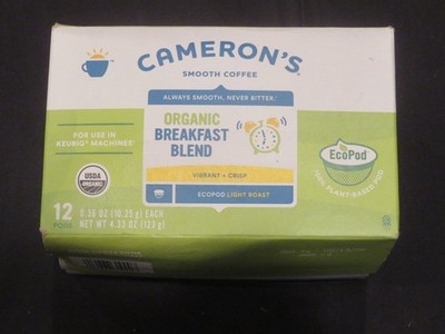 Cameron's Smooth Coffee Organic Breakfast Blend Light Roast 12 EcoPods / 4.33 Oz