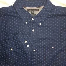 Tommy Hilfiger LS Button Shirt Mens XL Blue TH Flex Cotton Slim Fit 79.50