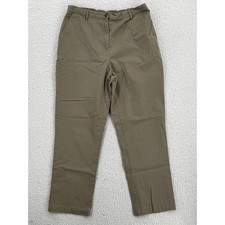 Lands End Fit 3 Chino Pants Women Size 12 Khaki Elastic Back Straight Leg