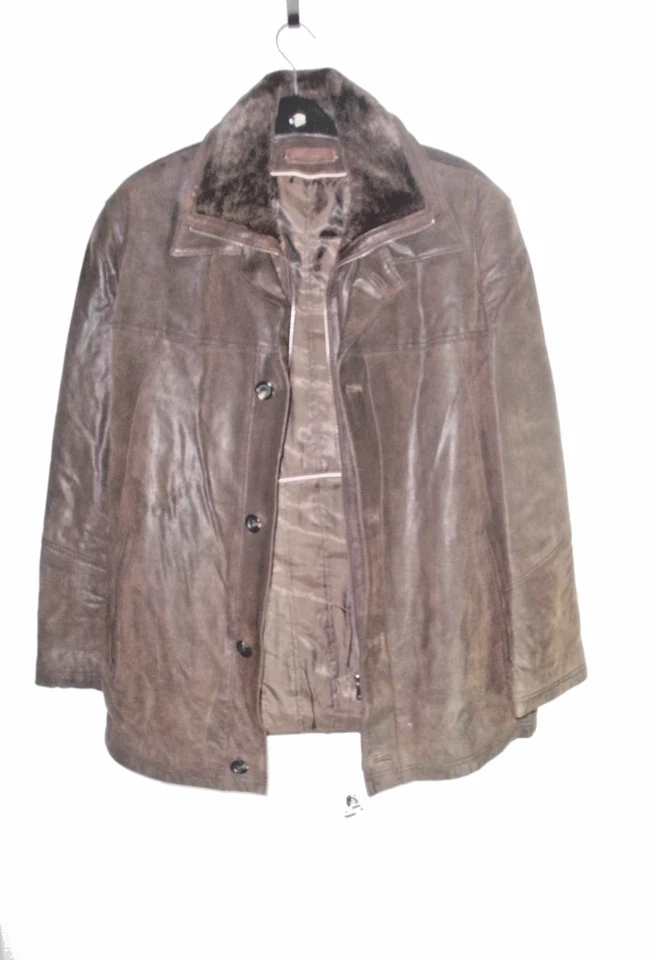 S007 Canda Kräftige Lederjacke mit abnehmbarer Lammfelleinlage braun Gr. 50 - Bild 3 von 4