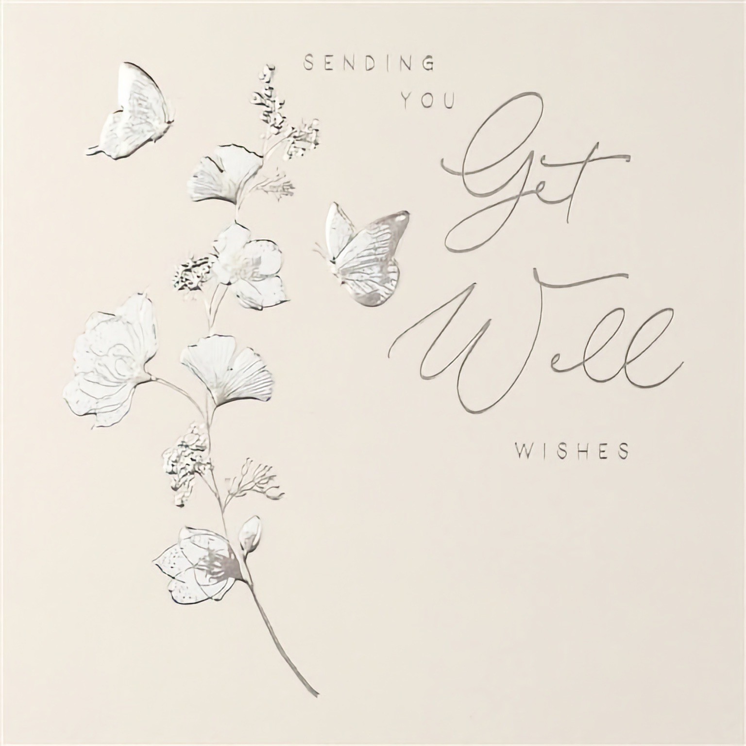 Get Well Soon Card Premium Female Flowers Butterfly Sending You Get Well Wishes