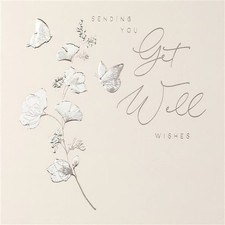 Get Well Soon Card Premium Female Flowers Butterfly Sending You Get Well Wishes