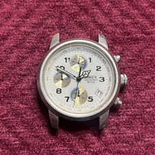 Timex Chronograph SR920SW Cell 37mm Chronograph WR 50 Silver Tone Untested