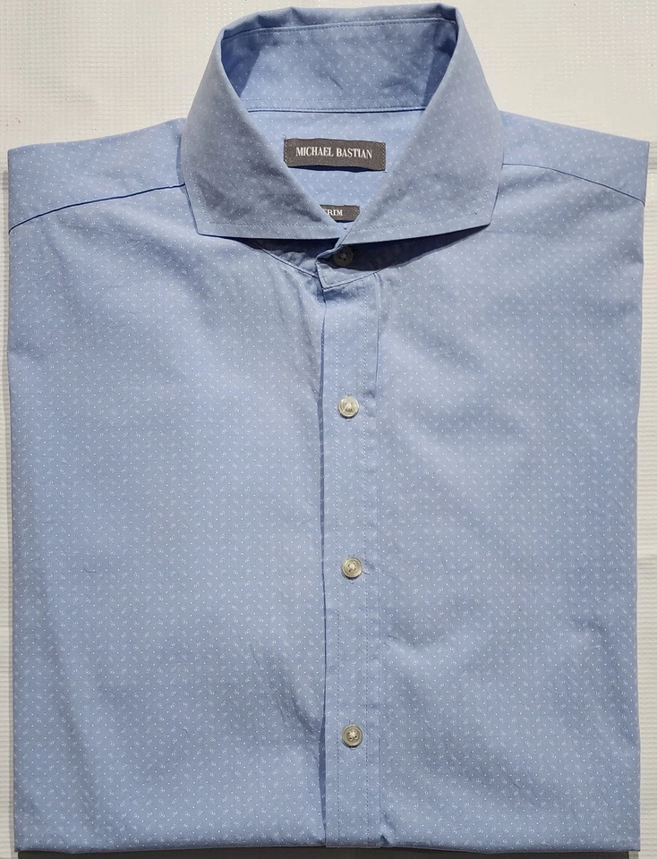 Camisa de Vestir Michael Bastian Azul Claro Tinny Paisley Talla 16.5/(32-33) Ajuste Ajustado Foto 2 de 4
