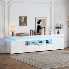 200cm Modern All High Gloss TV Stand Cabinet with Lights for 65 - 90 inch TV's