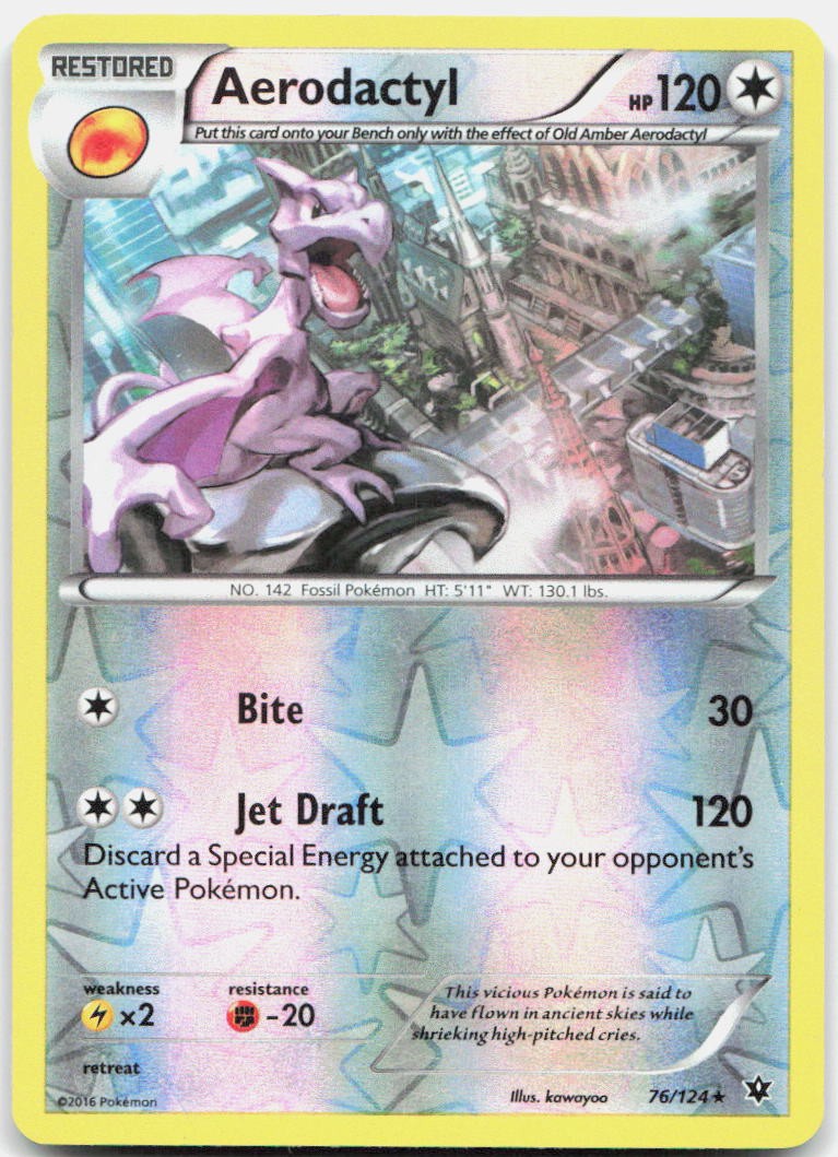 Aerodactyl 76/124 Rare Fates Collide Pokemon Reverse Holo LP
