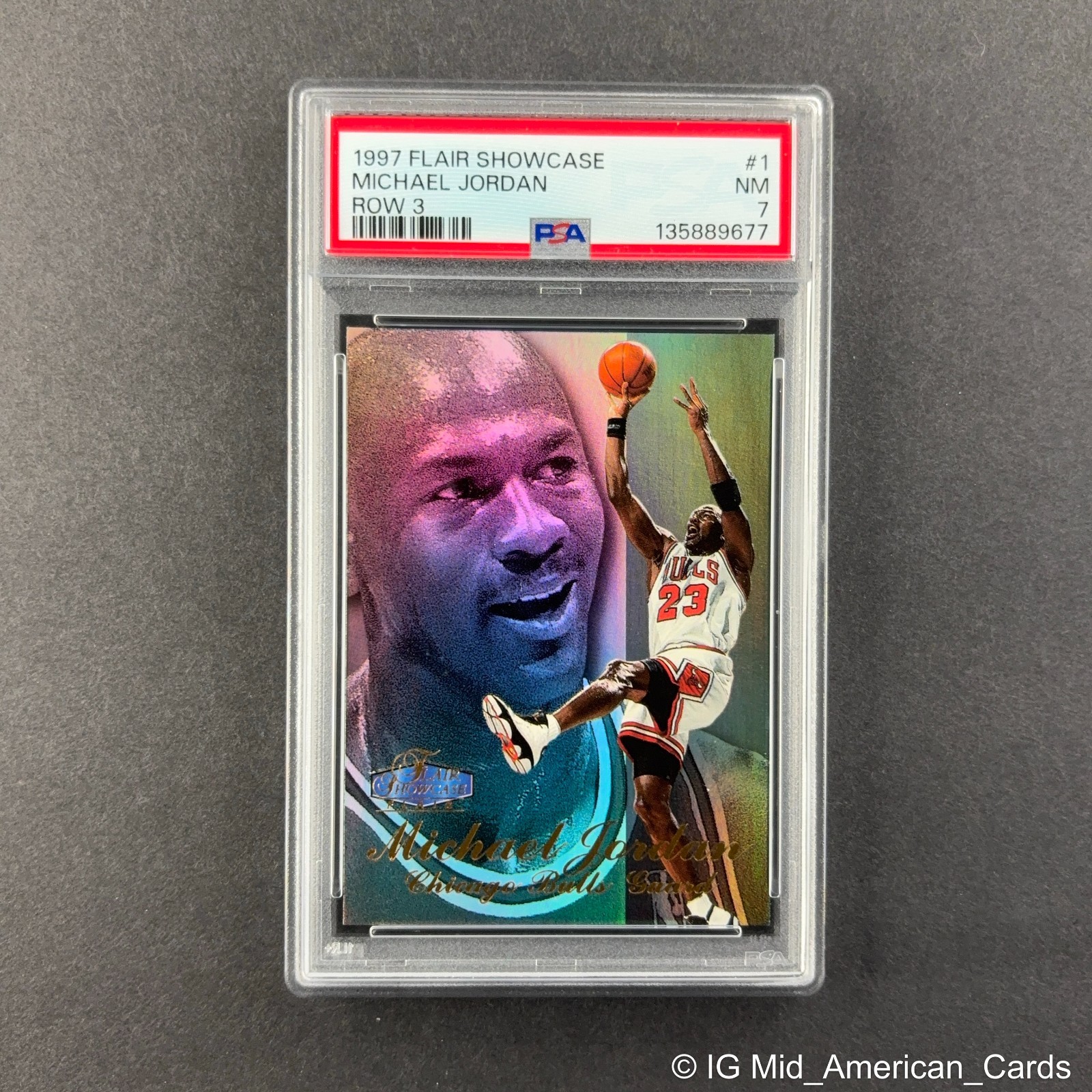 1997-98 Flair Showcase #1 Michael Jordan Row 3 Chicago Bulls HOF PSA 7