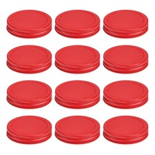 12Pcs Regular Mouth Mason Jar Lids, Mason Storage Covers Caps, Red