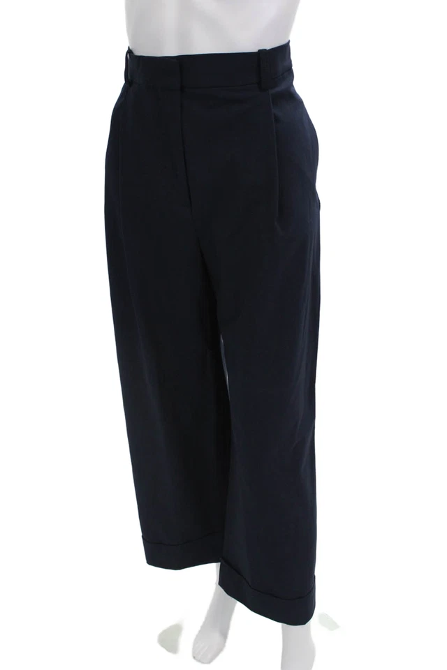 Zara Women's Hook Closure Pleated Front Cuff Hem Dress Pants Blue Size S - Image 2 of 3