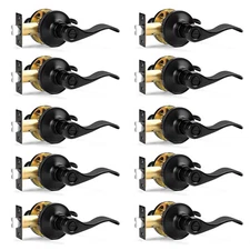 Probrico 10Pack Matte Black Privacy Door Lever for Bedroom and Bathroom Door