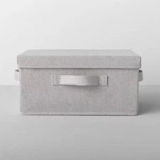 Design Made Standard Fabric Storage Bin with Lid - Light Gray