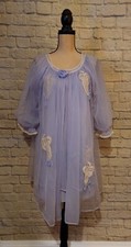 Vintage 60's Lisette Al Sterling Nylon Lace Lilac Peignoir Set 3 Layer Size SM