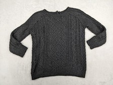 Loft Ann Taylor Womens S Gray Cable Knit Sweater Pullover Wool Blend Aron 3D