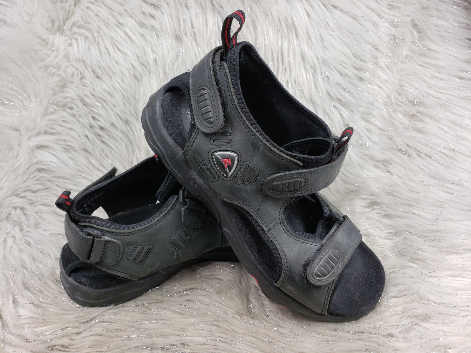 ECCO RECEPTOR Black Leather Active Sandals Size US 9 … Gem