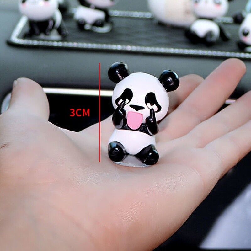 8/9/11PCS Cute Mini Panda Toy Car Dashboard Doll Statue Ornaments Set Home  Decor