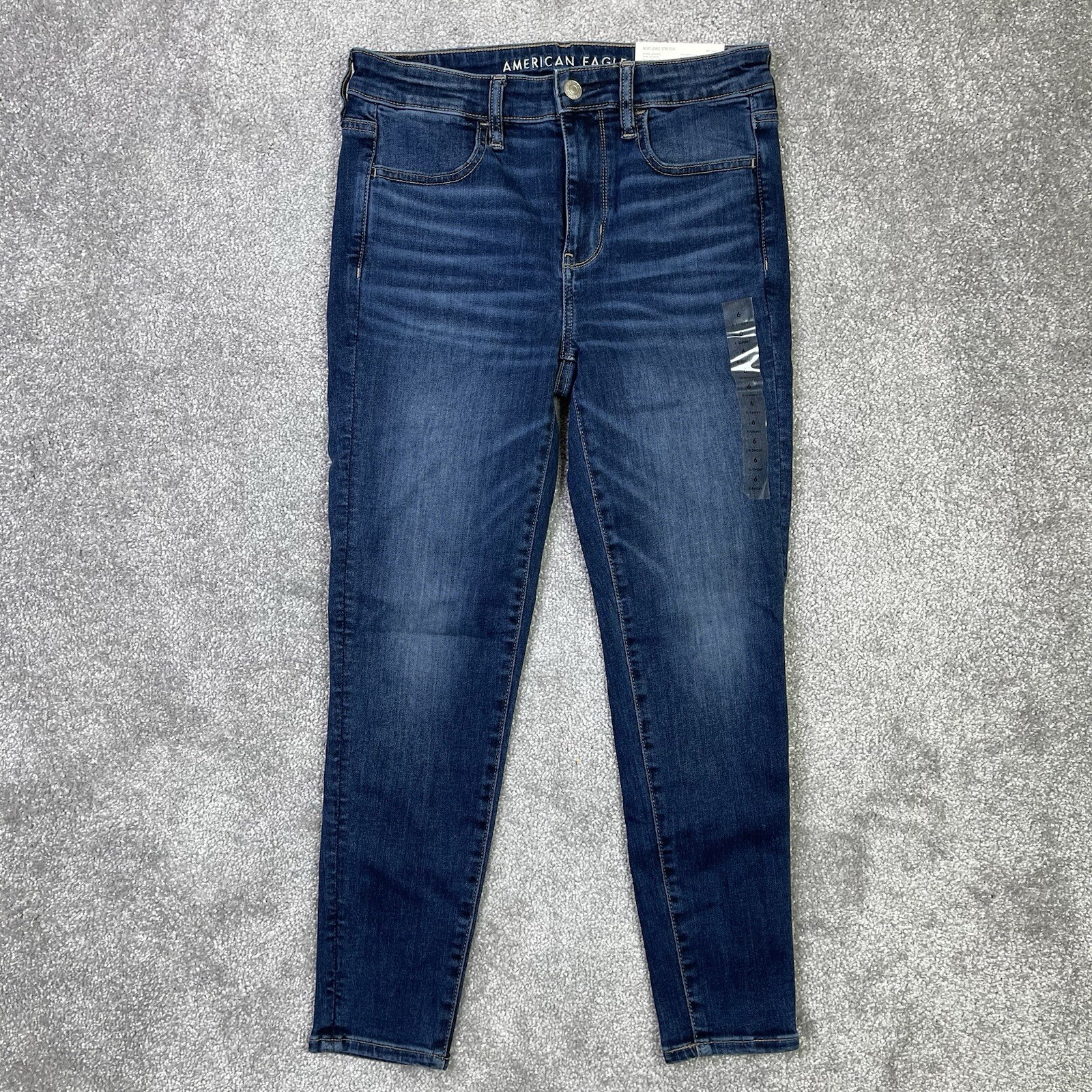 American Eagle Jeans Women's 6 Blue Jegging High Rise Dark Denim Stretch Preppy