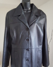 Women's Retro Jacket Charles Klein, Black Soft Leather Jacket, Size L
