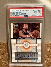 2003 UD Top Prospects David West Signs of Success Autographed PSA 10 card POP 2