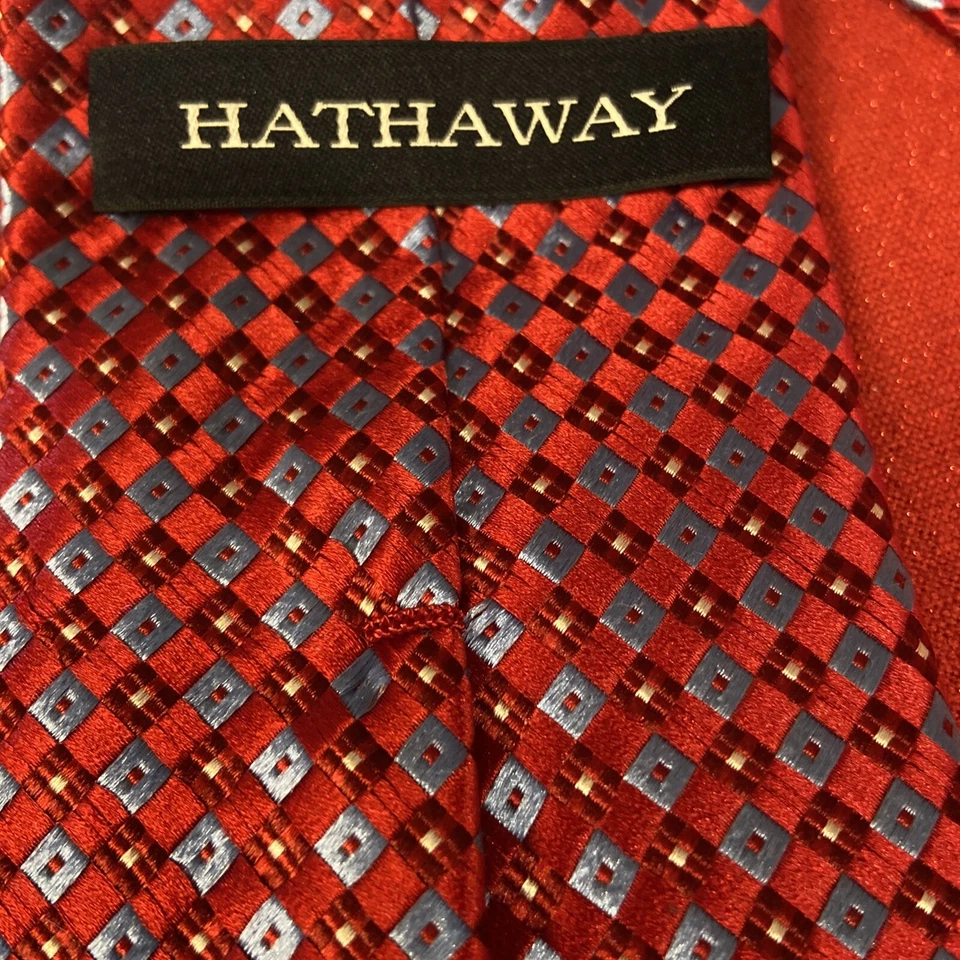 Corbata Hathaway vintage 100 % seda - roja Foto 4 de 4