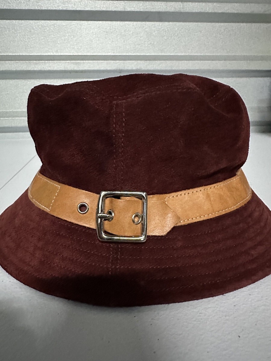 Coach Bucket Hat M/L Vintage Buckle Strap Leather Hat Suede  display picture 2