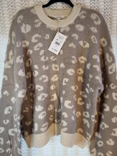 NWT Wool/Acrylic/Cashmere blend Splendid Ivory Tan Sweater Sz XL $158 Soft Cozy