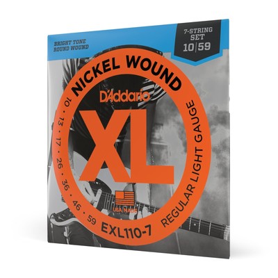 D'Addario EXL110-7 Nickel Wound Electric Guitar Strings; gauges 10-59