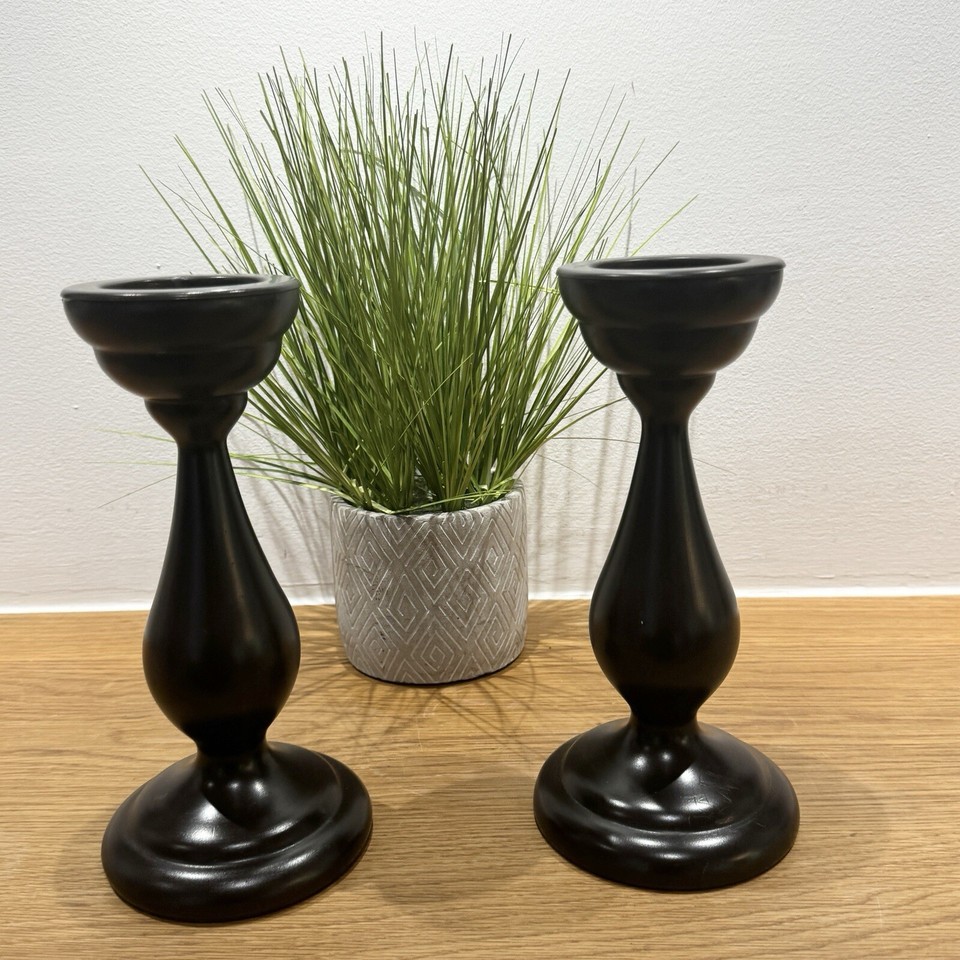IKEA Candle Holder Wooden Dark Brown Wooden Pair of Candle Holders eBay