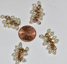 VINTAGE 4 PEARL CLUSTERS * 1 1 PEARLS each cluster* DROP faux PEARLS * WHITE