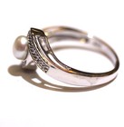 925 sterling silver pearl cubic zirconia cz fashion ring 3.8g womens estate 8.25 — photo 6