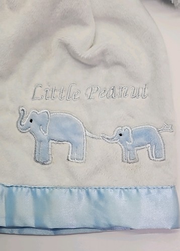 Bearington Lovey Blue Elephant Baby Blanket Little Peanut Plush Satin Side - Picture 7 of 13