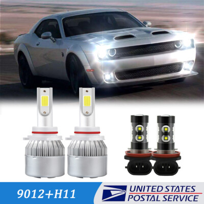 For 2015-2020 Dodge Challenger -4x LED Headlight + Fog Light Bulbs Combo 6000K