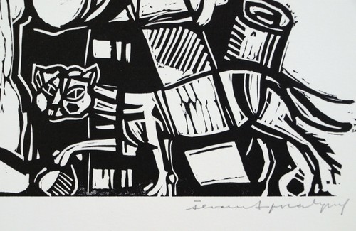 Gravura/Linocut by Alvaro Apocalypse (1937-2003). Carlos Drummond de Andrade. - Picture 3 of 5