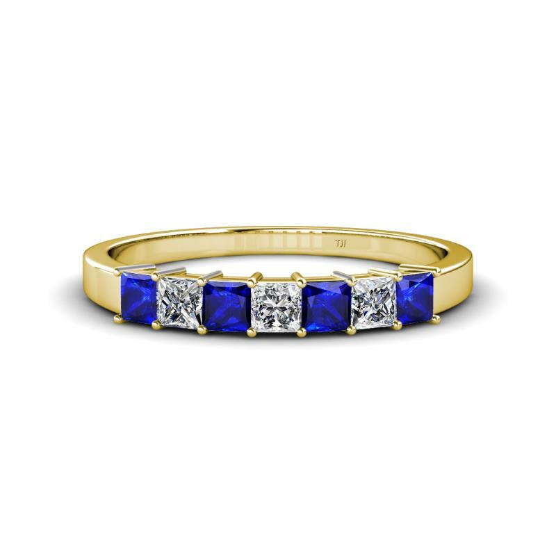 TriJewels Blue Sapphire & Diamond Women Wedding Band 1 ctw TriJewels Blue Sapphire & Diamond Women Wedding Band 1 ctw