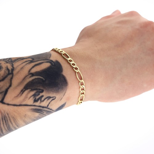10K Yellow Gold 3.5mm-9mm Italian Figaro Chain Link Bracelet Mens Women 7" 8" 9" - Picture 64 of 72