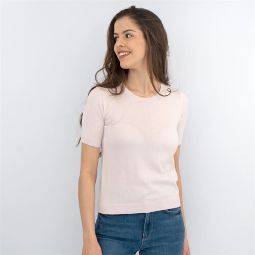 Max Mara Women Sweater Short Sleeve Pink Round Neck Volto Weekend Summer Relaxed - Picture 1 of 8