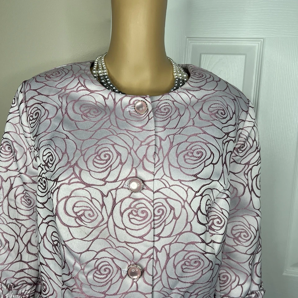 Traje Falda Poliéster ASHRO 16W Púrpura Claro Volantes Manga Campana Sin Cuello 2 Piezas Foto 4 de 4