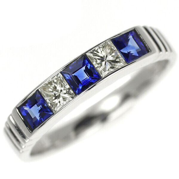 Pt900 sapphire diamond ring 0.60ct D0.36ct - Auth free Pt900 sapphire diamond ring 0.60ct D0.36ct - Auth free
