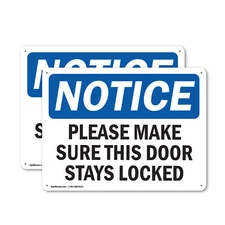 (2 Pack) Please Make Sure This Door Stays Locked OSHA Notice Sign Decal Metal