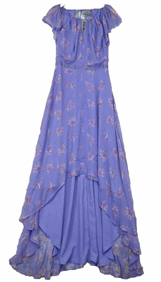 VTG Y2K elizabeth&james SILK MAXI DRESS GOWN PURPLE Boho Goddess FAIRY WEDDING 4 - Image 2 of 4