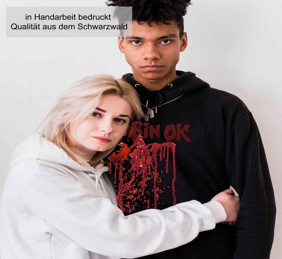 Halloween Kostüm Kapuzenpullover, Hoodie, Pullover, Blut, Blutspritzer, Funshirt - Bild 4 von 4