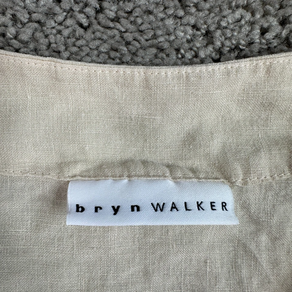 Chaqueta de lino Bryn Walker para mujer L crema botón único Lagenlook dobladillo asimétrico Foto 4 de 4