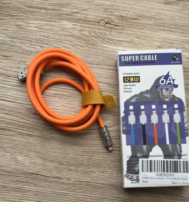 Orange 5FT Super Cable High Speed Transmission Power Max 150W Liquid Silicone