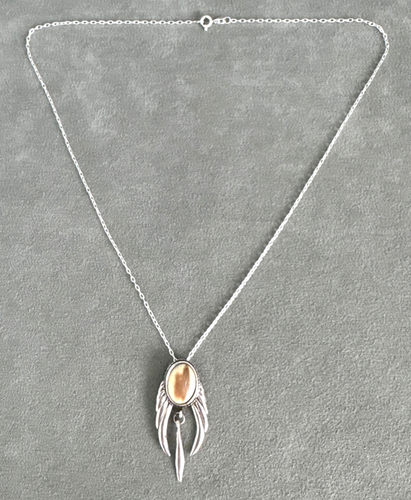 Vintage Orange Spiny Oyster Pendant Sterling Silver 20" Chain Necklace Navajo - Picture 8 of 15