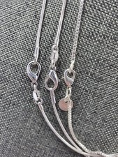 925 Sterling Silver Square Diamond Cut Snake Chain Necklace